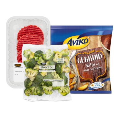 Aviko Aardappelpartjes met Brocolli en Hamburgers